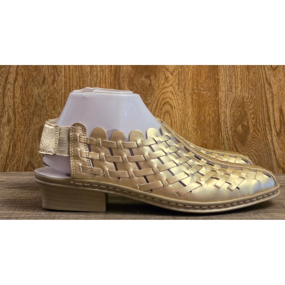 Rieker Woven Slingback Casual Heels Shoes Women's Size 40 US‎ 
8.5 Gold